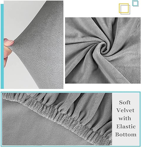 Miniatura 2 de Fundas otomanas cuadradas, protectoras para reposapiés, taburete, muebles, terciopelo elástico y cómodo con parte inferior elástica (longitud y