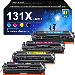 131X 131A Toner Cartridge 4-Pack, Replacement for HP 131X Toner, Works with Color Laserjet Pro 200 MFP M251nw Toner MFP M276nw Toner Cartridges CF210X(A) CF211A CF212A CF213A