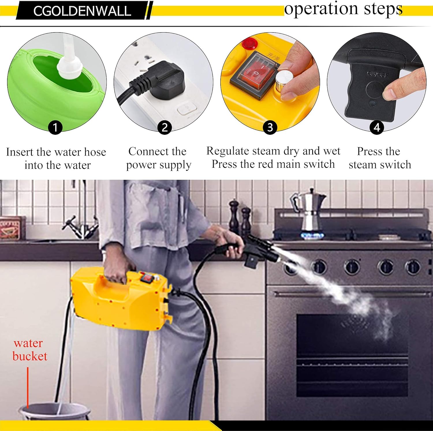 Buy CGOLDENWALL Household Steam Cleaning Machine 1700W Handheld Steamer