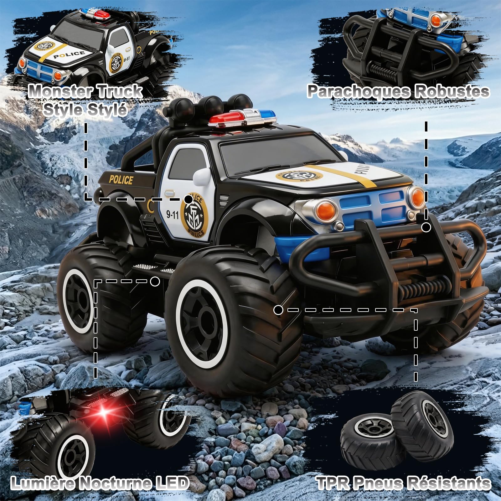 Mini voiture de police télécommandée pour enfant • Voitures Télécommandées