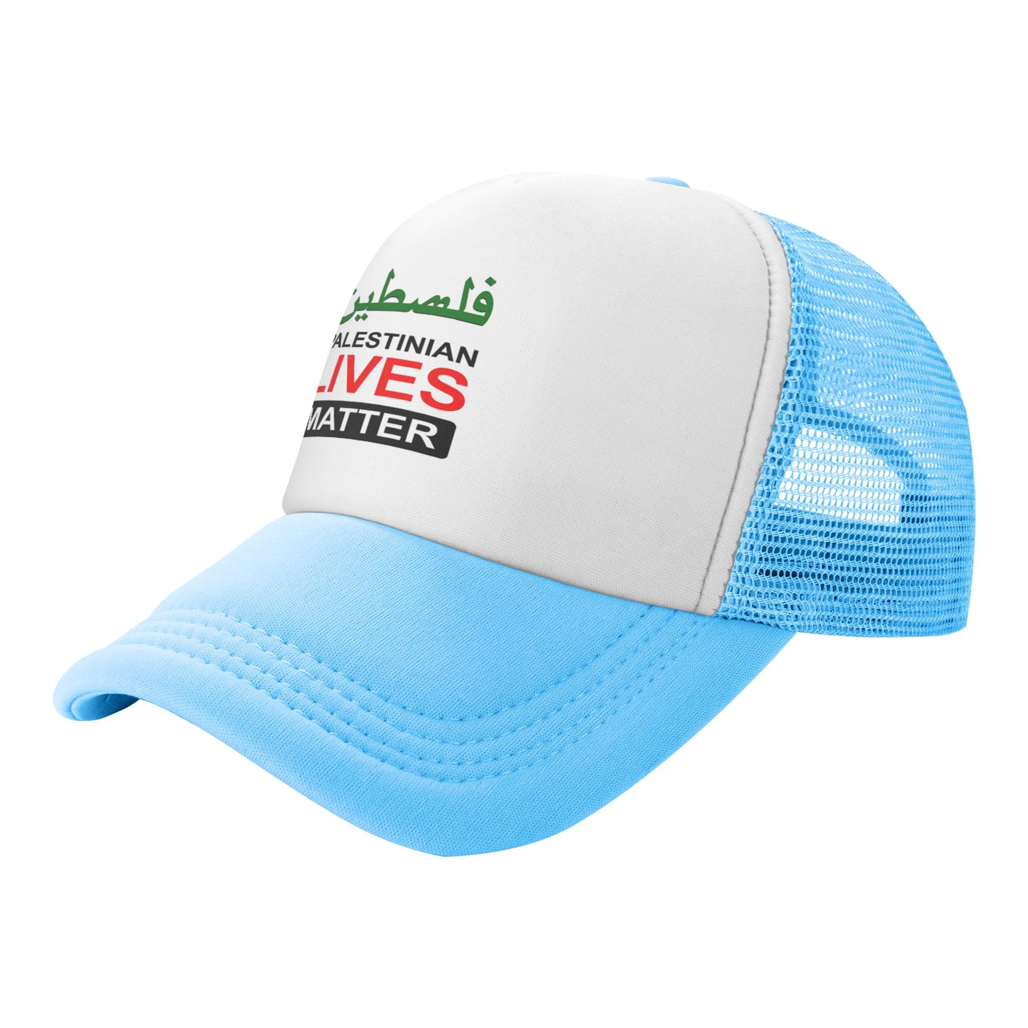 Palestinian Lives Matter Trucker Hats Free Palestine Baseball Cap for Kids Boys Girls Snapback Mesh Back Adjustable Caps - Sky Blue