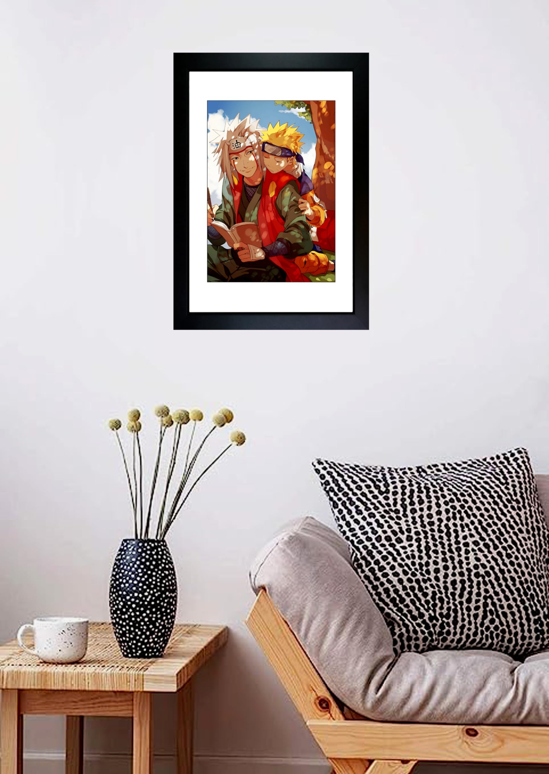 CrowdHall Naruto and Jiraiya Photo Frame | Naruto Anime Posters | Naruto and Jiraiya Poster | Naruto Photo Frame | Naruto Anime Photo Frame (10 X 13.5 IN) 1