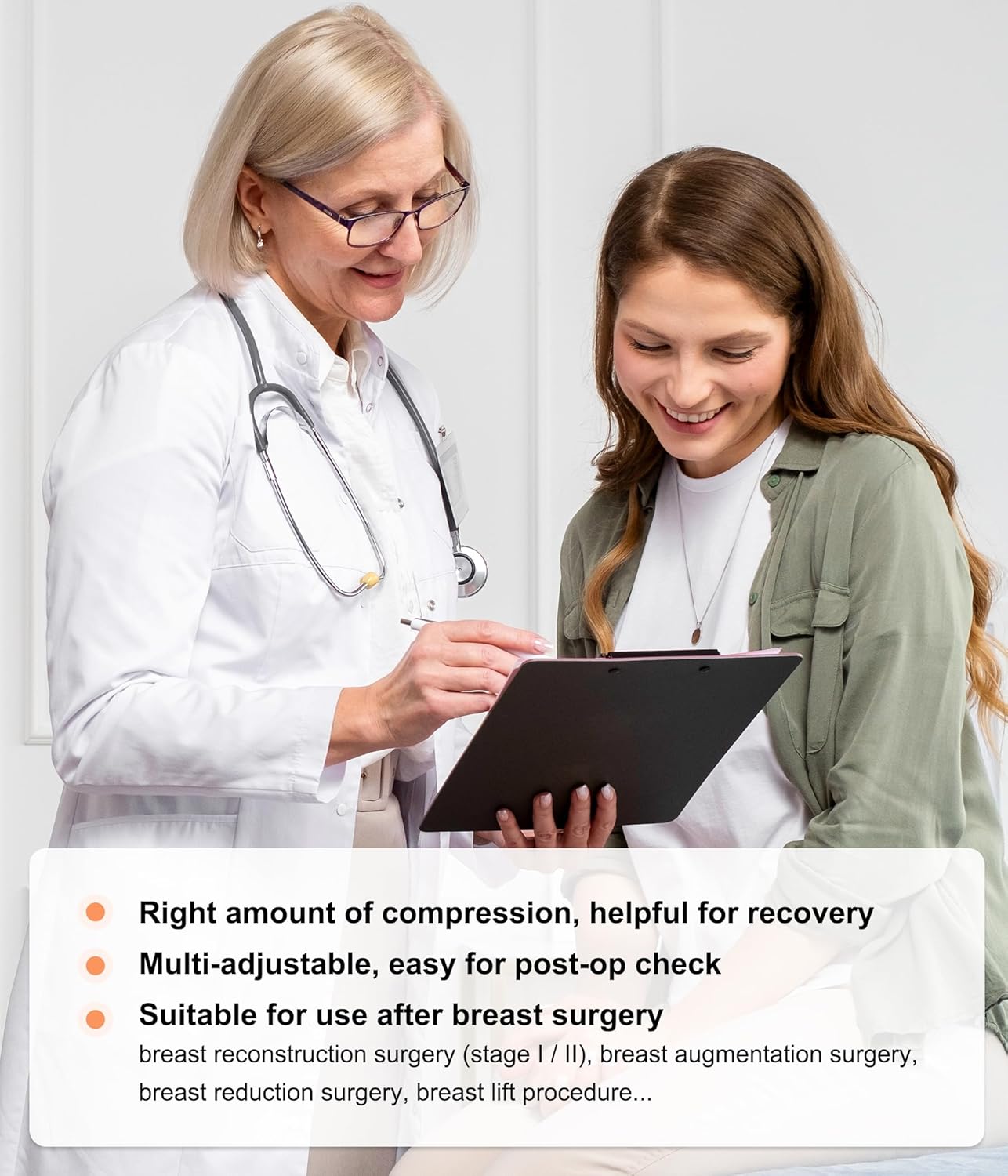 CYDREAM Wireless Front Closure Bras for Women No Underwire Full Coverage - Post Surgery Compression Comfortable Everyday Bra - Image 5