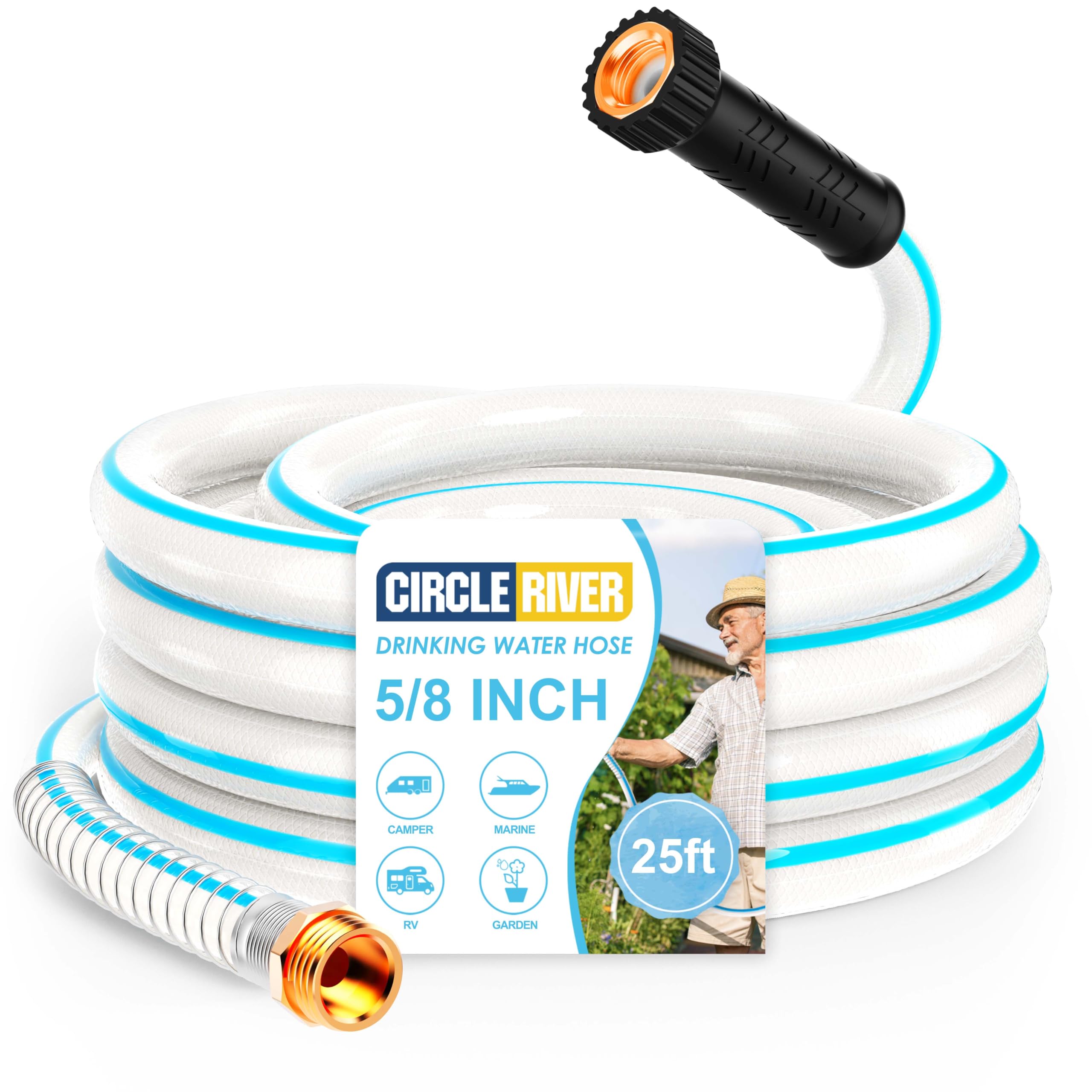 RV Water Hose 25FT 5/8" Premium RV Drinking Water Hose