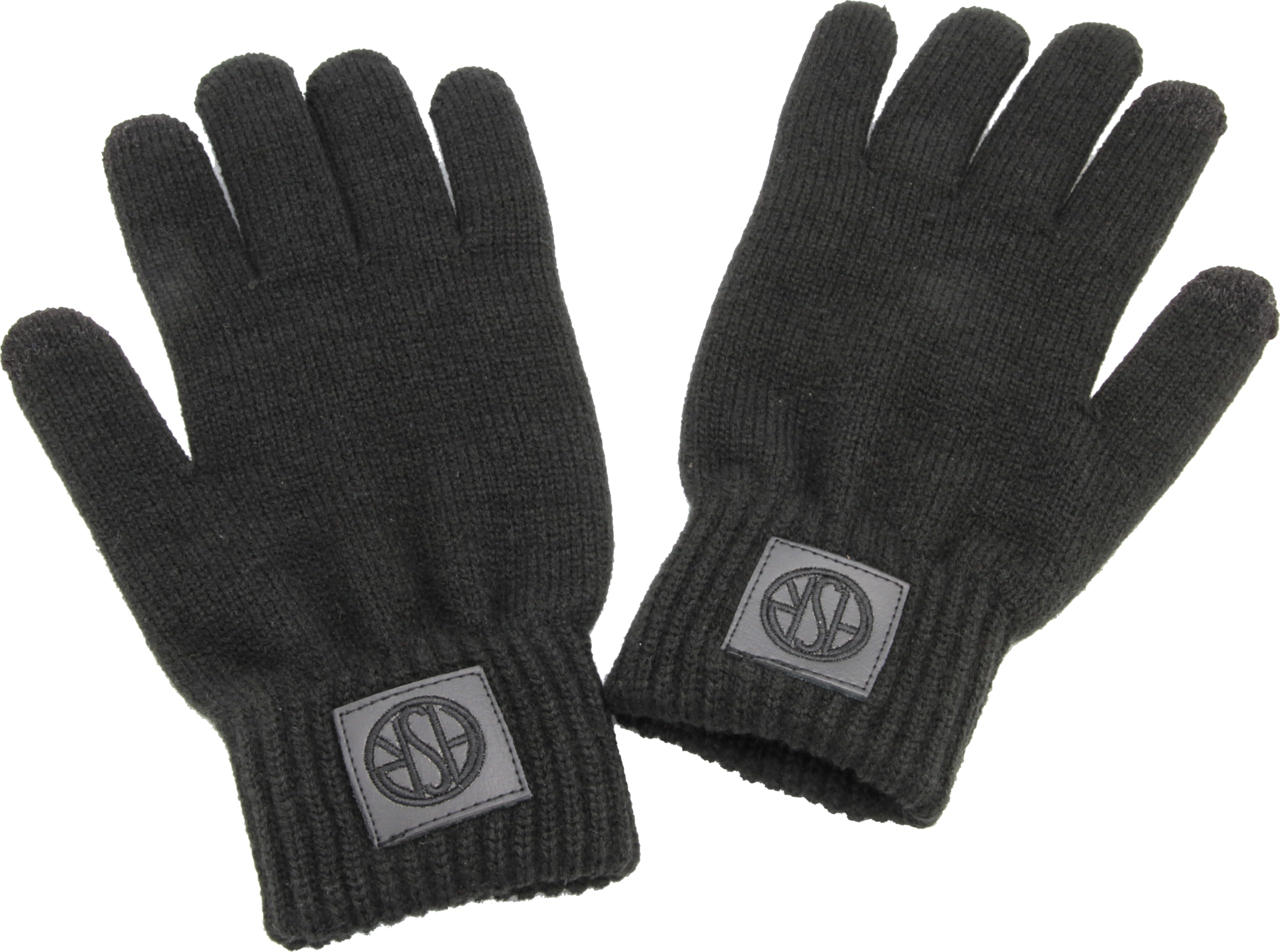 AS Roma ASR LEATHER PATCH KNITTED GLOVES - BLACK