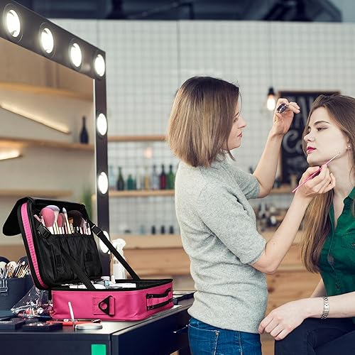 Miniatura 9 de BYOOTIQUE Bolsa de maquillaje de viaje, estuche de tren de maquillaje de 13 pulgadas, organizador profesional de cosméticos, mochila de