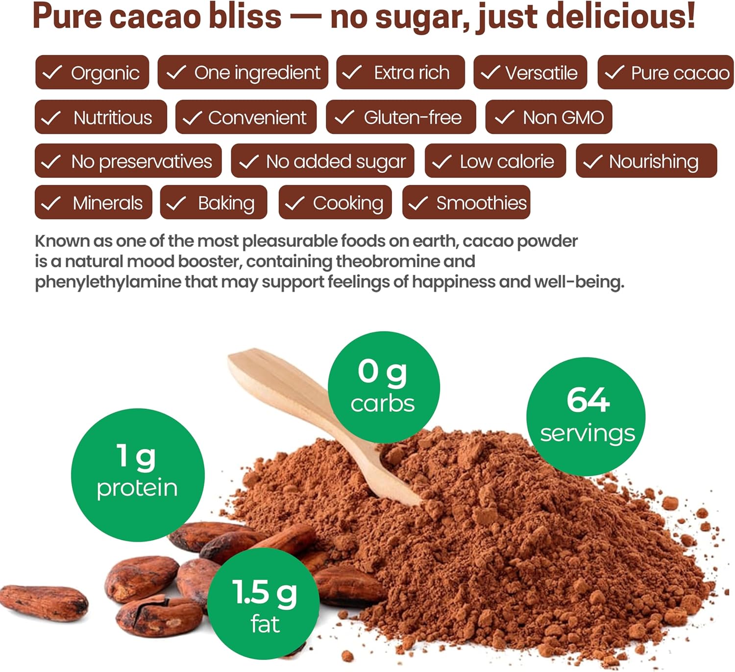 Organic Cacao Powder - Unsweetened Nutrient-Dense
