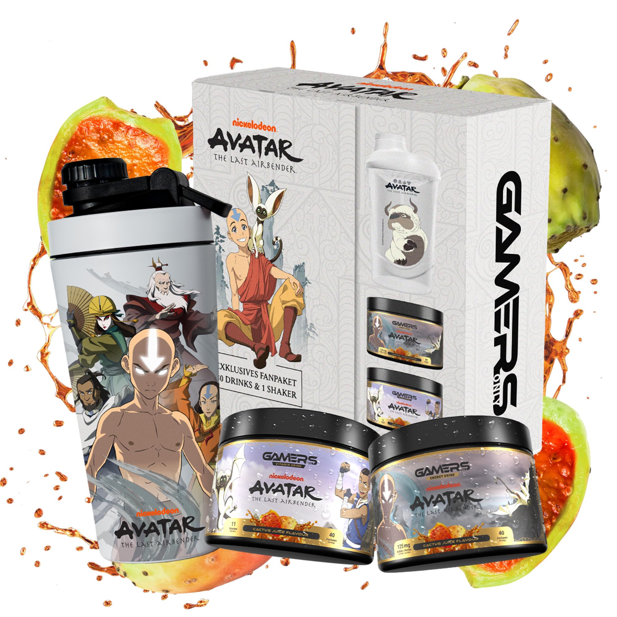 Gamers Only x AVATAR Premium Collector Bundle [MIT ENERGY PULVER & VITAMIN DRINK ] - 40 Portionen | inkl. Edelstahlshaker | Erhöht die Konzentration & Reaktionen | 125 MG Koffein & 12 Vitaminen