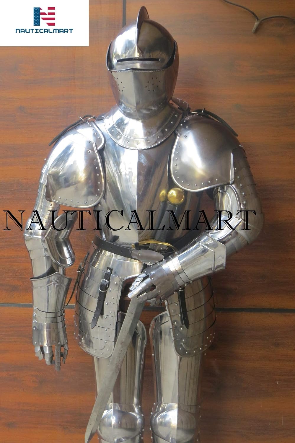NauticalMart Italian Full Suit Of Armor Medieval Knight Closed Helmet Costume