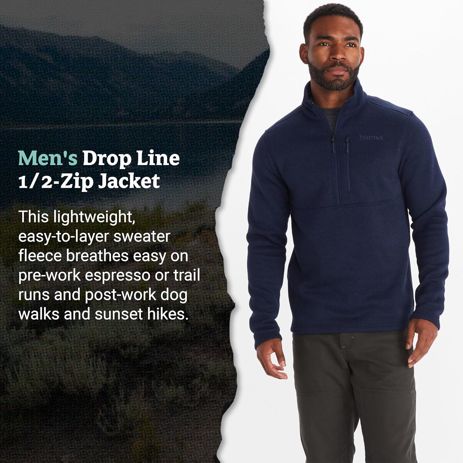 MARMOT Men's Drop Line 1/2 Zip Fleece Jacket - Image 5