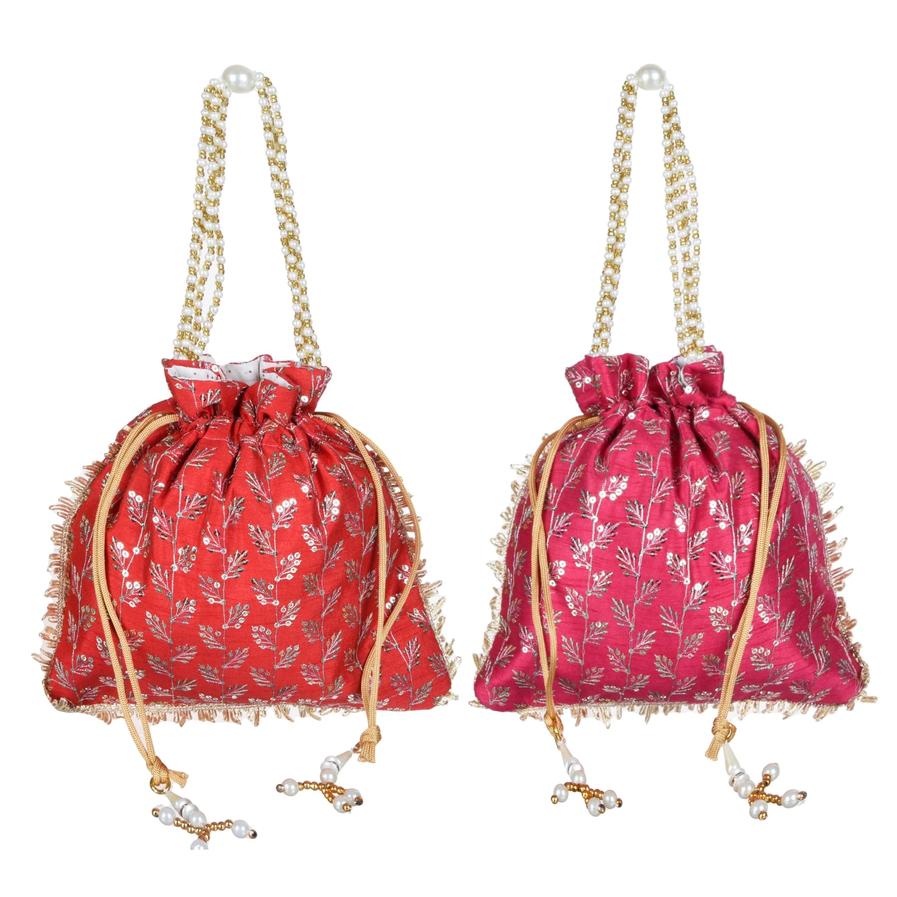 Kuber Industries Potli|Silk Wedding Potli|Drawstring Closure Potli|Wallet Potli|Christmas Gift Potli|Baby Shower Potli|Traditional Shagun Potli|Square Embroidery Potli|Pack of 2|Multi (B0CPFL7PH9) Amazon Price History, Amazon Price Tracker
