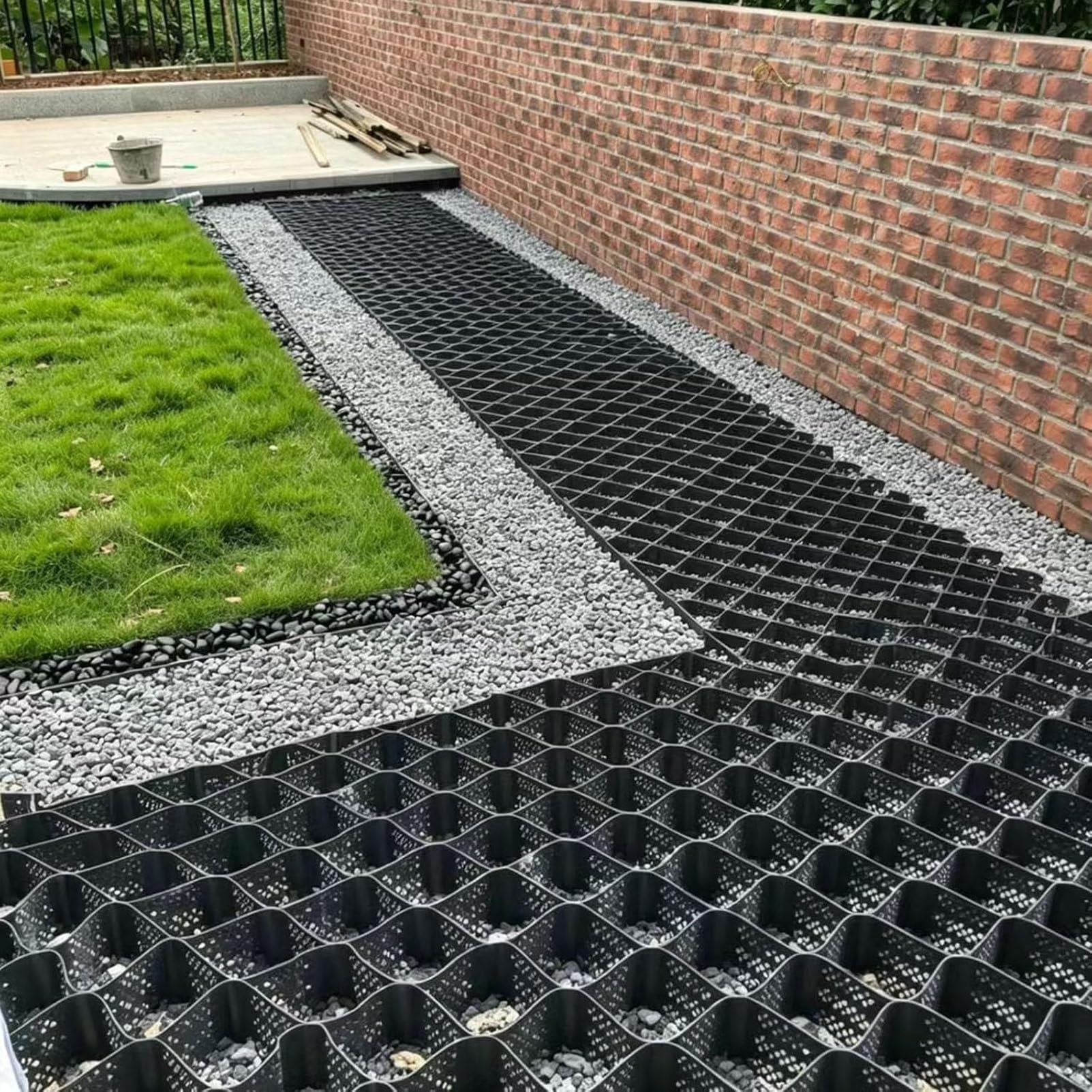 PioMue Ground Gravel Stabilizer, Driveways & Geo Grid, Paving Grids for Lightweight Materials and Soil, Various Size Options,Entrance Grating for Slopes Height5cm/2in-4x8m/13x26ft