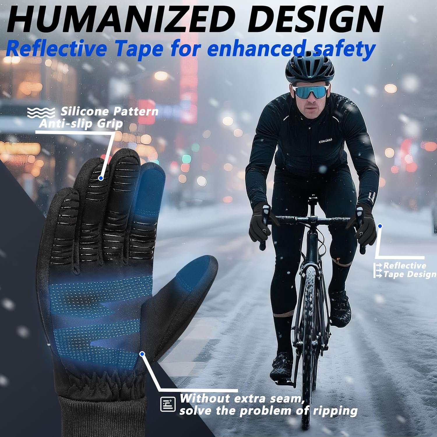 MOREOK Winter Gloves for Men Women-Warm Thermal Ski Snow Touchscreen Bicycle Bike Gloves for Cycling,Hiking,Cold Weather,Running,Skiing,Motorcycle - Image 5