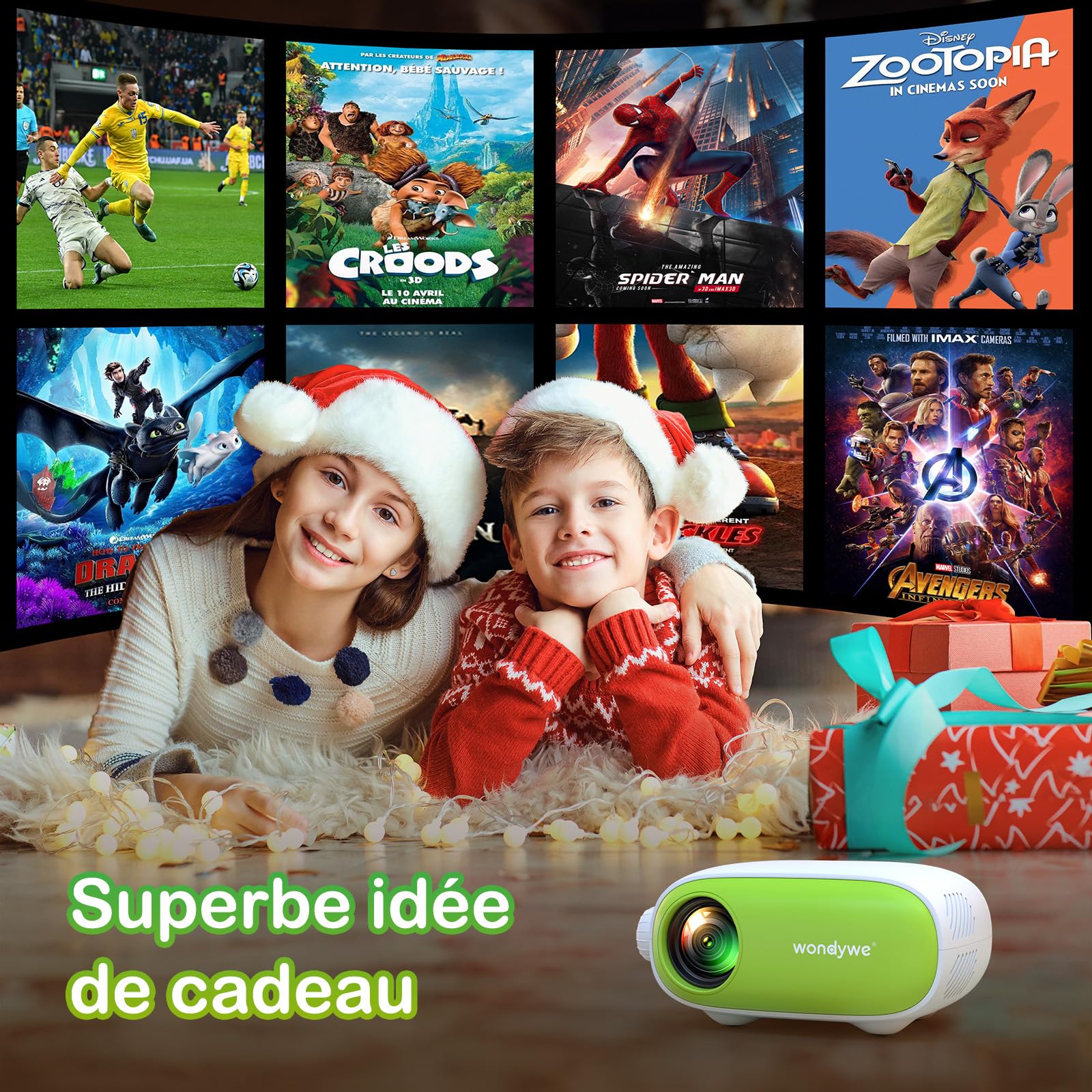 Videoprojecteur Portable, Cadeau pour Regarder des Films, Image 137 Pouces, 480P, Compatible TV Stick/PC/clé USB - Mini Projecteur Video, Design Ultra-Portable