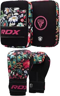 RDX Women Boxing Gloves and Pads Set, Ladies Hook, Jab Target Focus Mitts with Punching gloves, Hand Pads for MMA, Martial Arts, Muay Thai, Kickboxing, Karate Training Padded Coaching Strike Shield