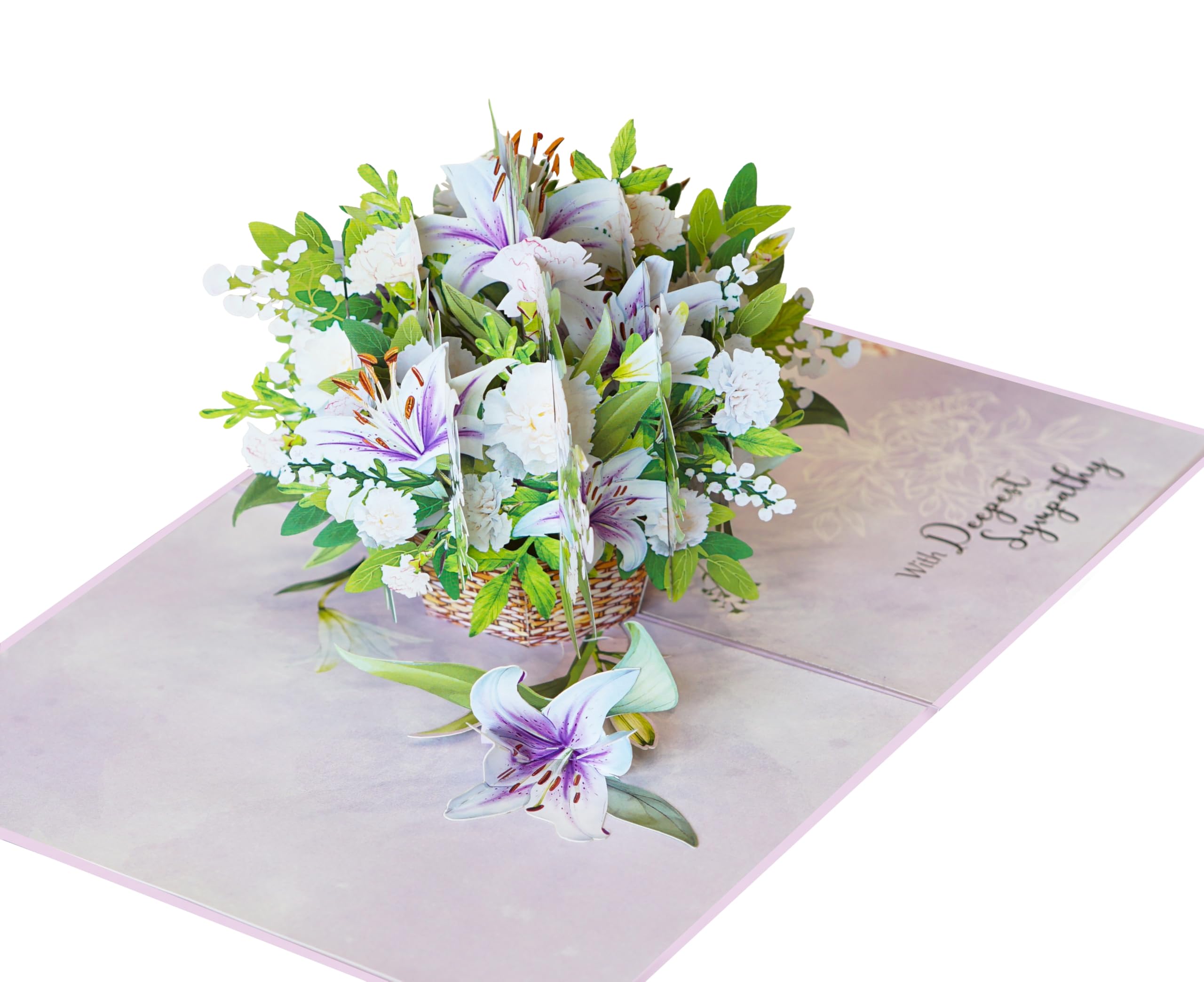 Sympathy Cards | Pop Up Greeting Card, With Deepest Card Loss of Pet, Mom, Mother, Father, Dad, Child, Grandma (Size 15x20 cm – Lily Purple) — image 1