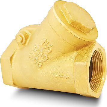 1-1/2" NPT Brass Y-Type Check Valve, Y Type Non Return Swing Check Valve, Level One Way Counterflow Valve to Prevent the Medium Backflow for Oil Water Gas Air1-1/2", DN40
