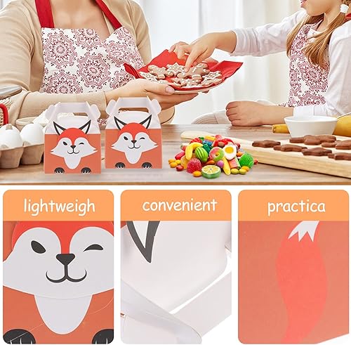 Miniatura 4 de NUOBESTY 10pcs Cartoon Fox Treat Boxes Caja de embalaje portátil para suministros de recuerdo de fiesta de cumpleaños