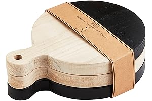 Mud Pie Circle Paulownia Board Set 8 1/4" x 6 1/4" dia