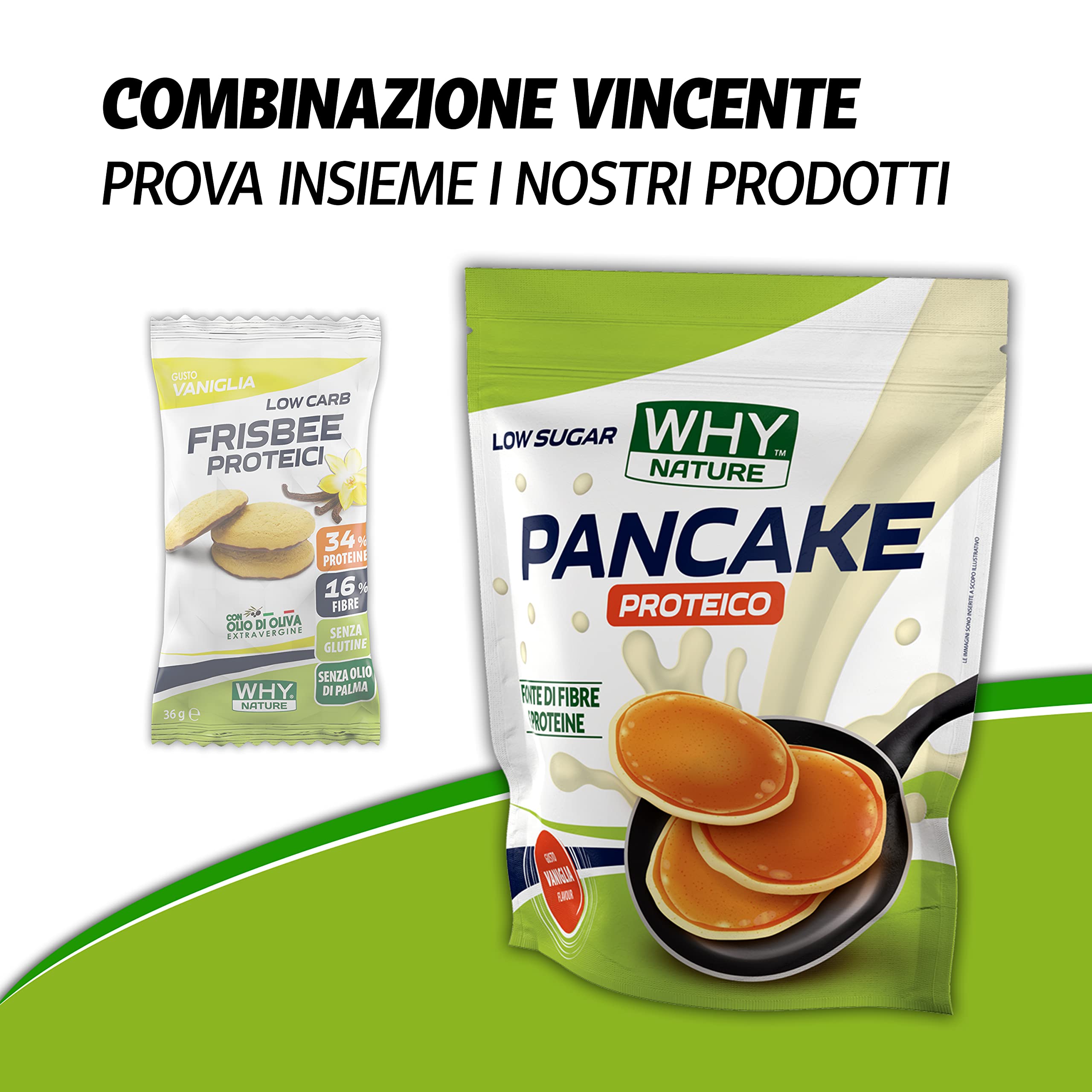 WHY NATURE LOW CARB FRISBEE PROTEICI - Biscotti Proteici con Base di Cioccolato - Senza Glutine per una Colazione Proteica - Gusto Vaniglia - Box da 25 Pezzi - 36 gr