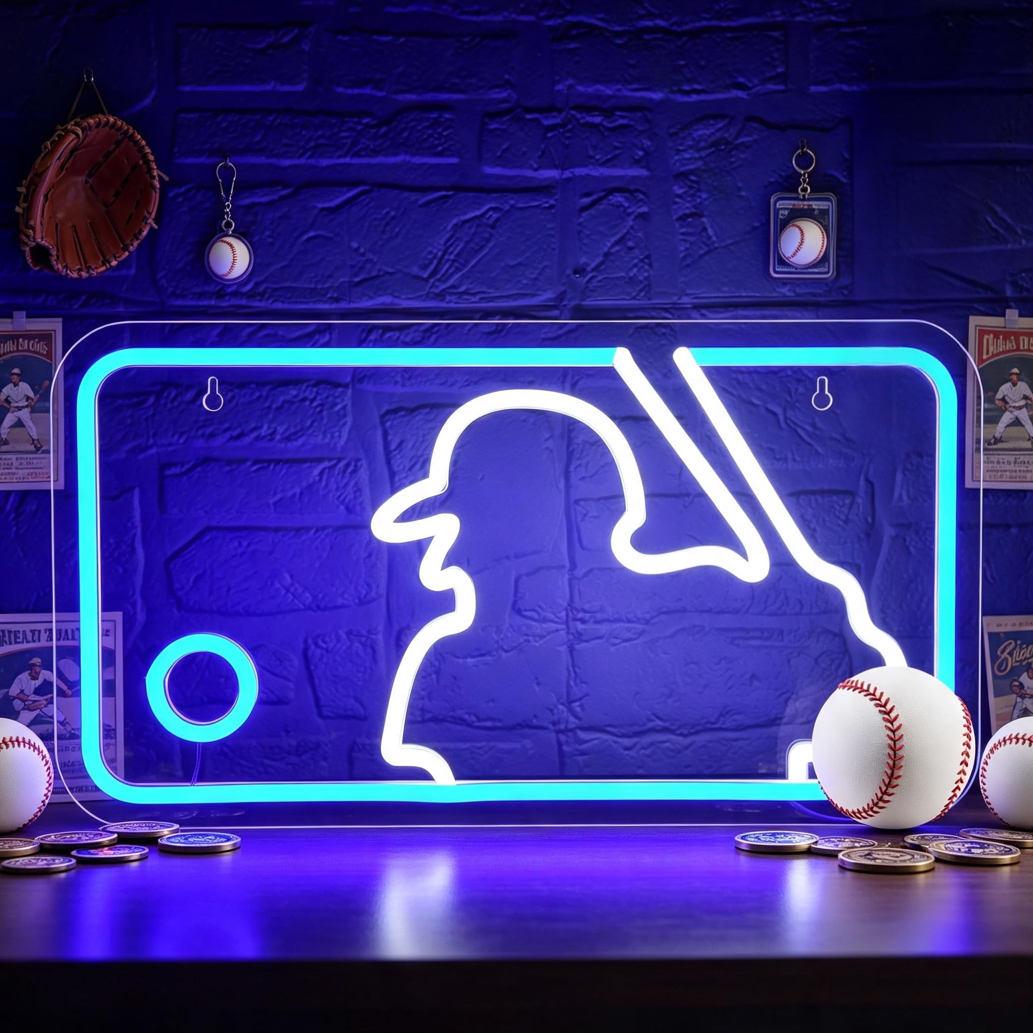 Baseball Neon Sign for Wall Decor Baseball Neon Light for Man Cave | Fan Bedroom Wall Art,Birthday Baseballball Gifts,5V USB Powered,LED Neon,