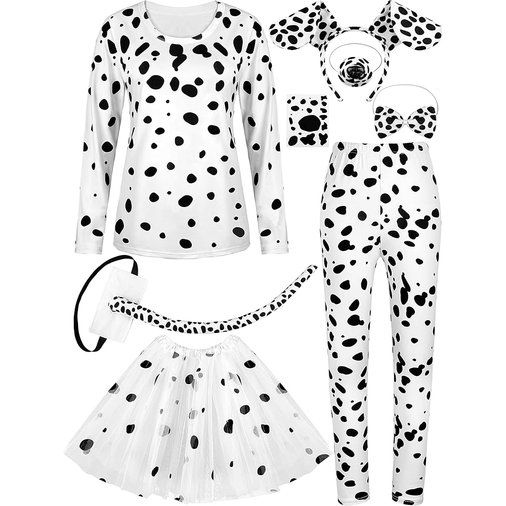 7/mo Finance SOMSOC 8 Pieces Halloween Women Dalmatian Dog Costume