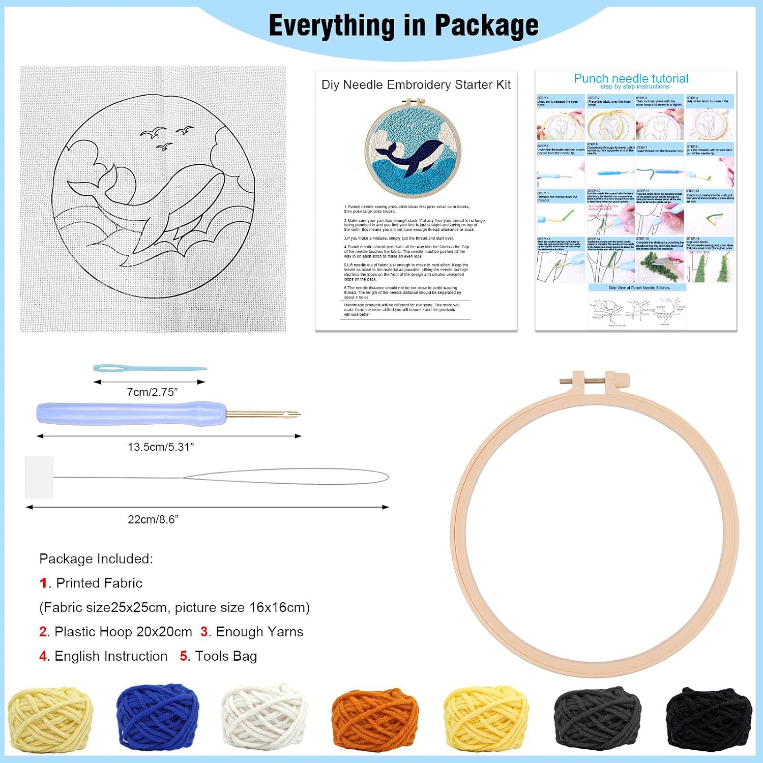 LACHLAND Punch Needle Kit Beginners Whale Stitching Kit for Craft Lover image 2
