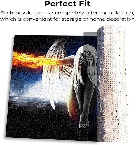 Miniatura 6 de Rompecabezas de 1000 piezas de ángel de fuego de hielo para adultos, kit de bricolaje, rompecabezas de madera, decoración moderna para el hogar,