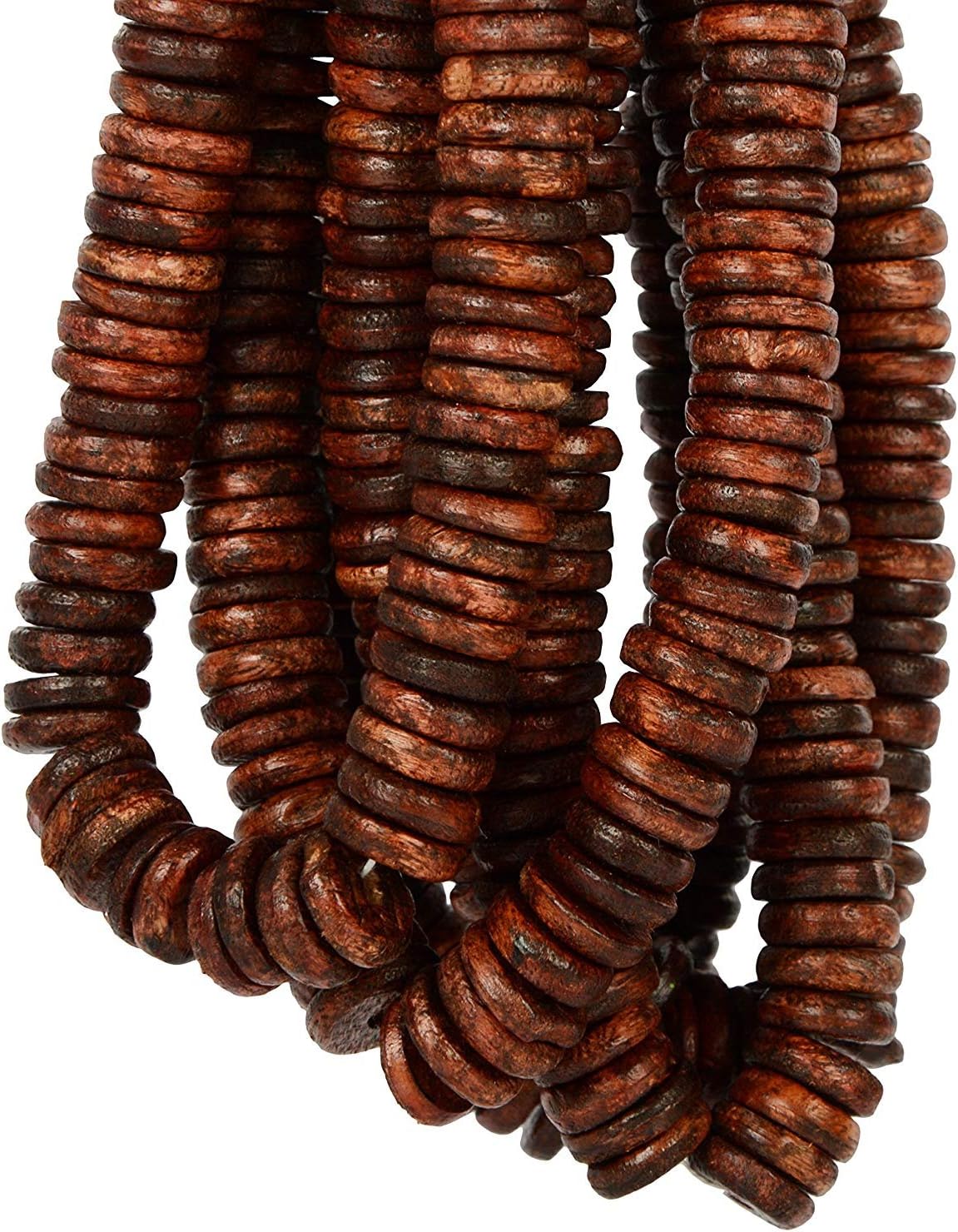 Goelx Flat Wooden Beads Bunch (10 Mala) Brown 10 mm for Jewellery Making, Beading & Art Craft Work - Approx. 1100 Beads !!