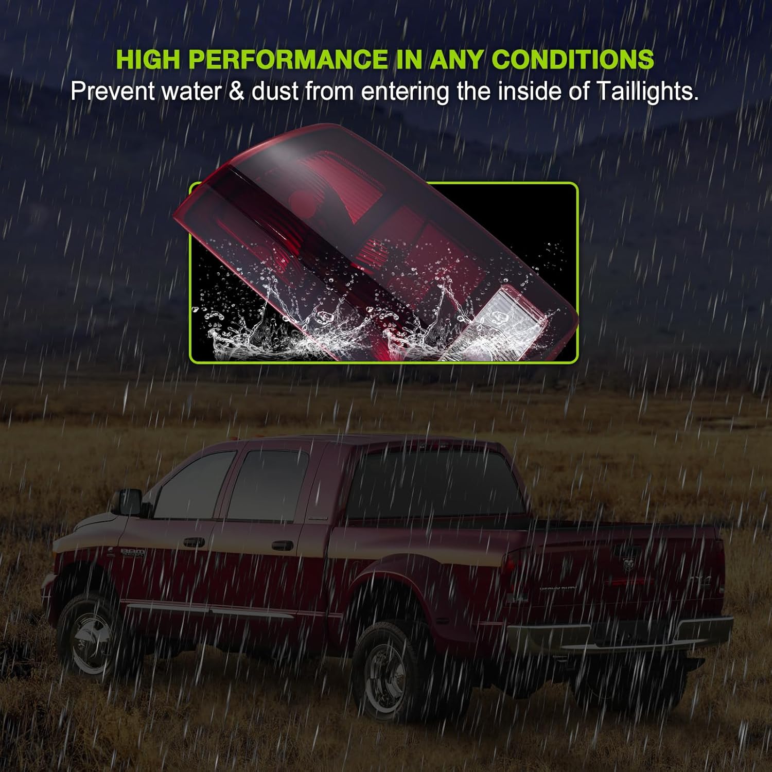 Tail Light Assembly for Dodge Ram 1500/2500/3500 2002-2006 (Pair Set) - OEM Style Dark Red - Part# 55077471AA, 55077470AA