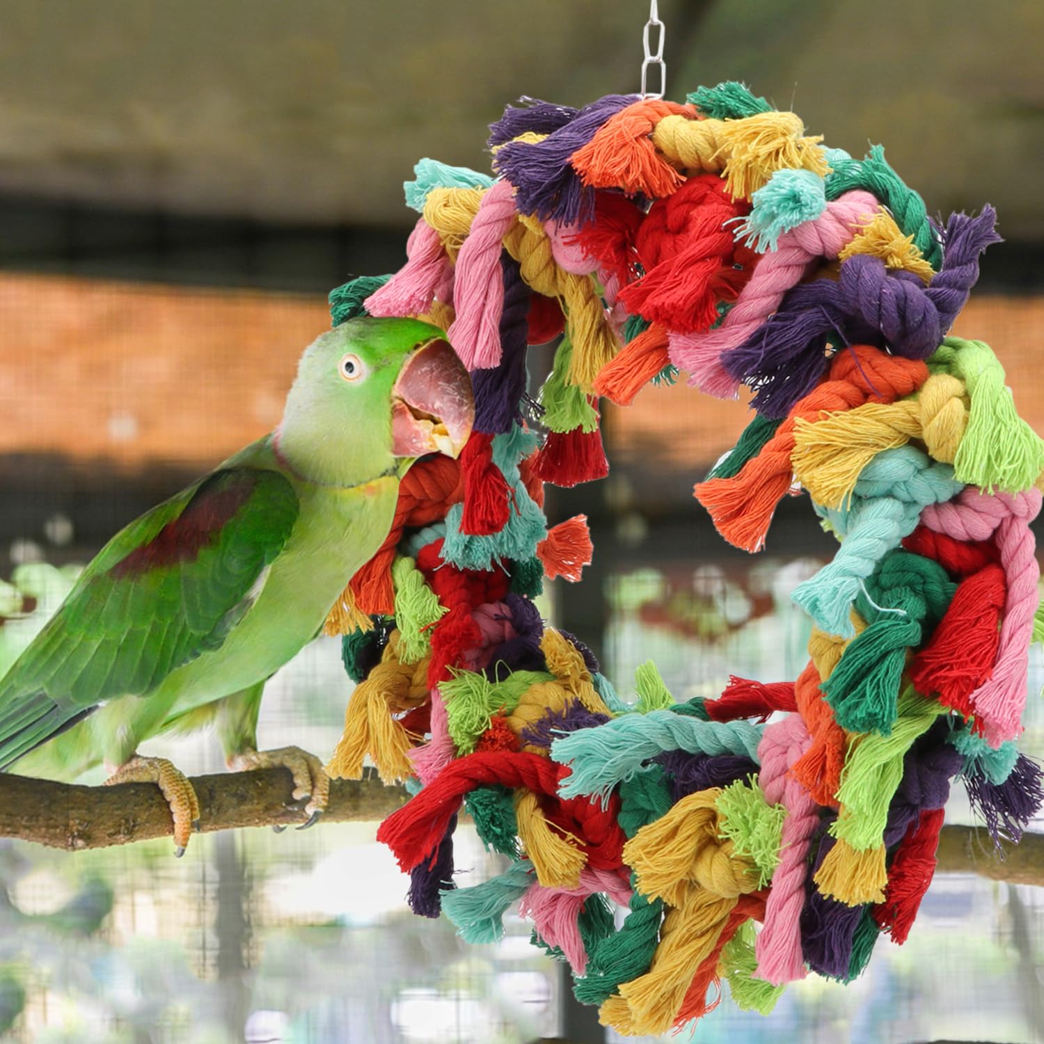 Hypeety Pet Bird Coton Bague Jeu d'exercice à mâcher Coton Snuggle Bague Bird Toy