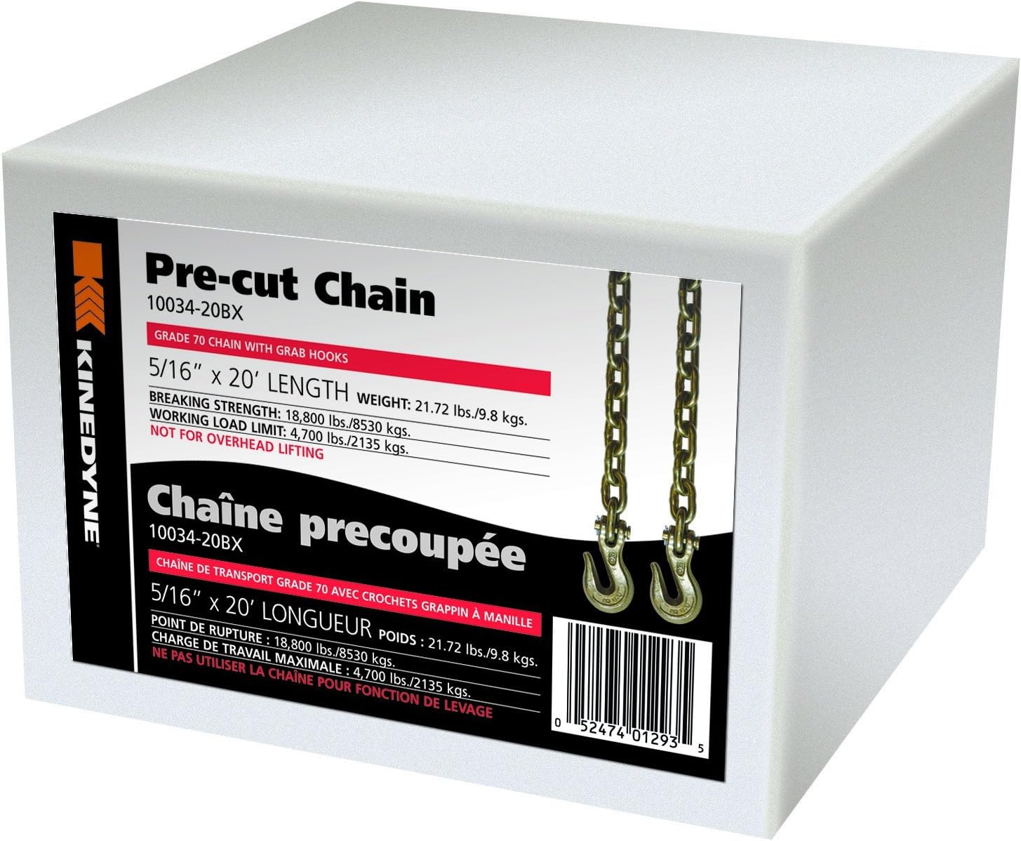 Kinedyne Transport Chain, 4700 Lb, 20 Ft x 5/16 in.