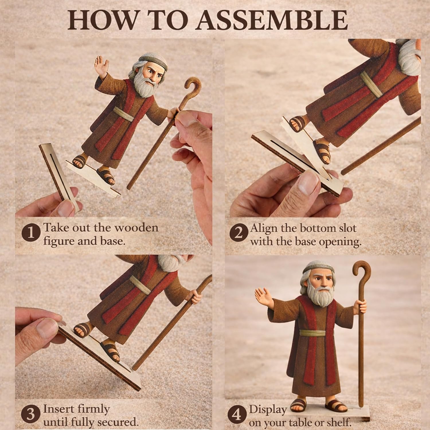 Passover Decorations Set – 9PCS Double-Sided Wooden Passover Figurines with Thick Base, Red Sea Scene Centerpiece & 88 Inch Thickened Table Runner, Passover Seder Table Decor