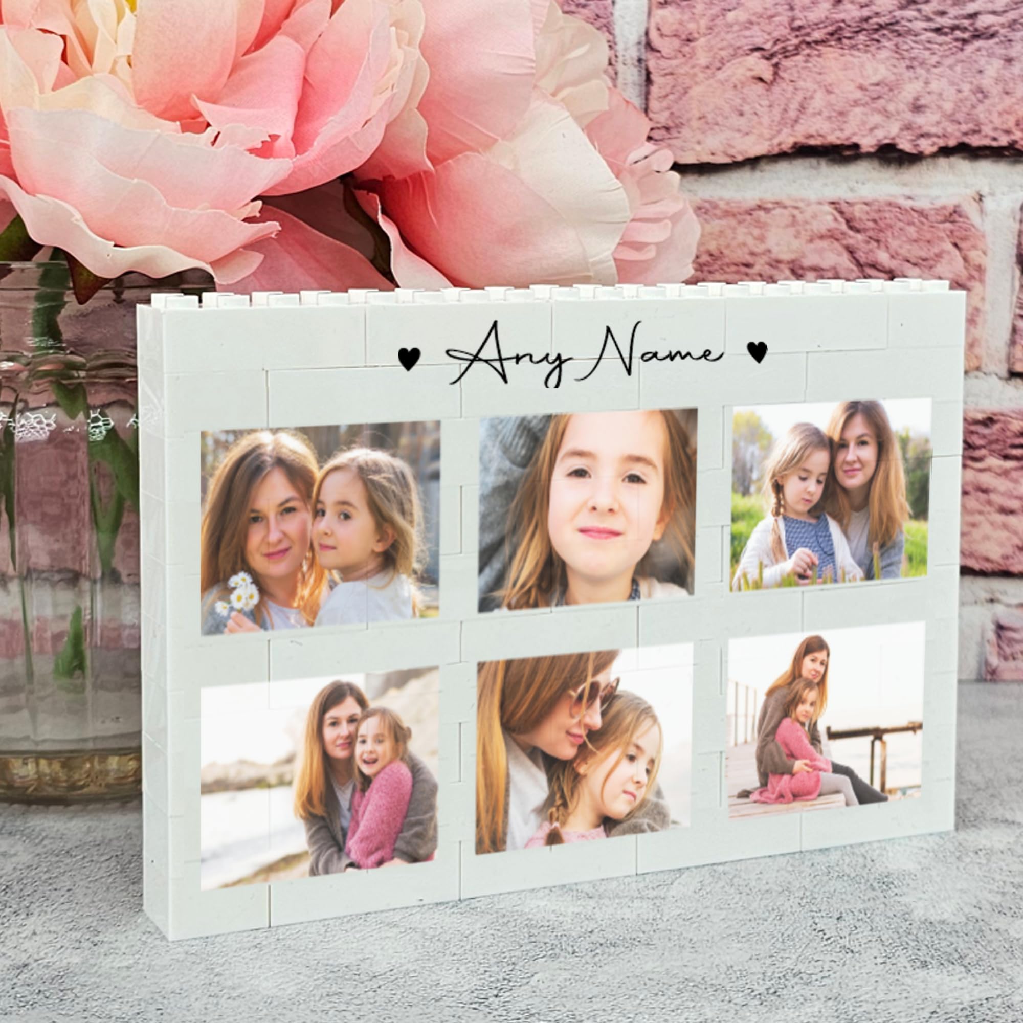 Personalised Building Blocks Photo Plaque | Custom Wording Gift for Any Occasion | Family Friends Keepsake | Medium & Large | Fun Novelty Decor