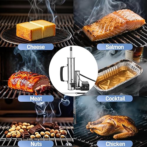 Miniatura 2 de Generador de humo para exteriores, ahumador eléctrico de acero inoxidable, tubo de humo para ahumador de pellets, fumadores calientesfríos con bomba