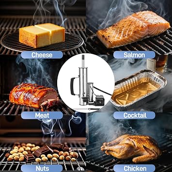 Outdoor Smoke Generator, Stainless Steel Electric Smoker, Smoke Tube for Pellet Smoker, Hot/Cold Smokers with Adjustable Smokes Volume Air Pump, Perfect for Cold Smoking Cheese, Traeger accessories