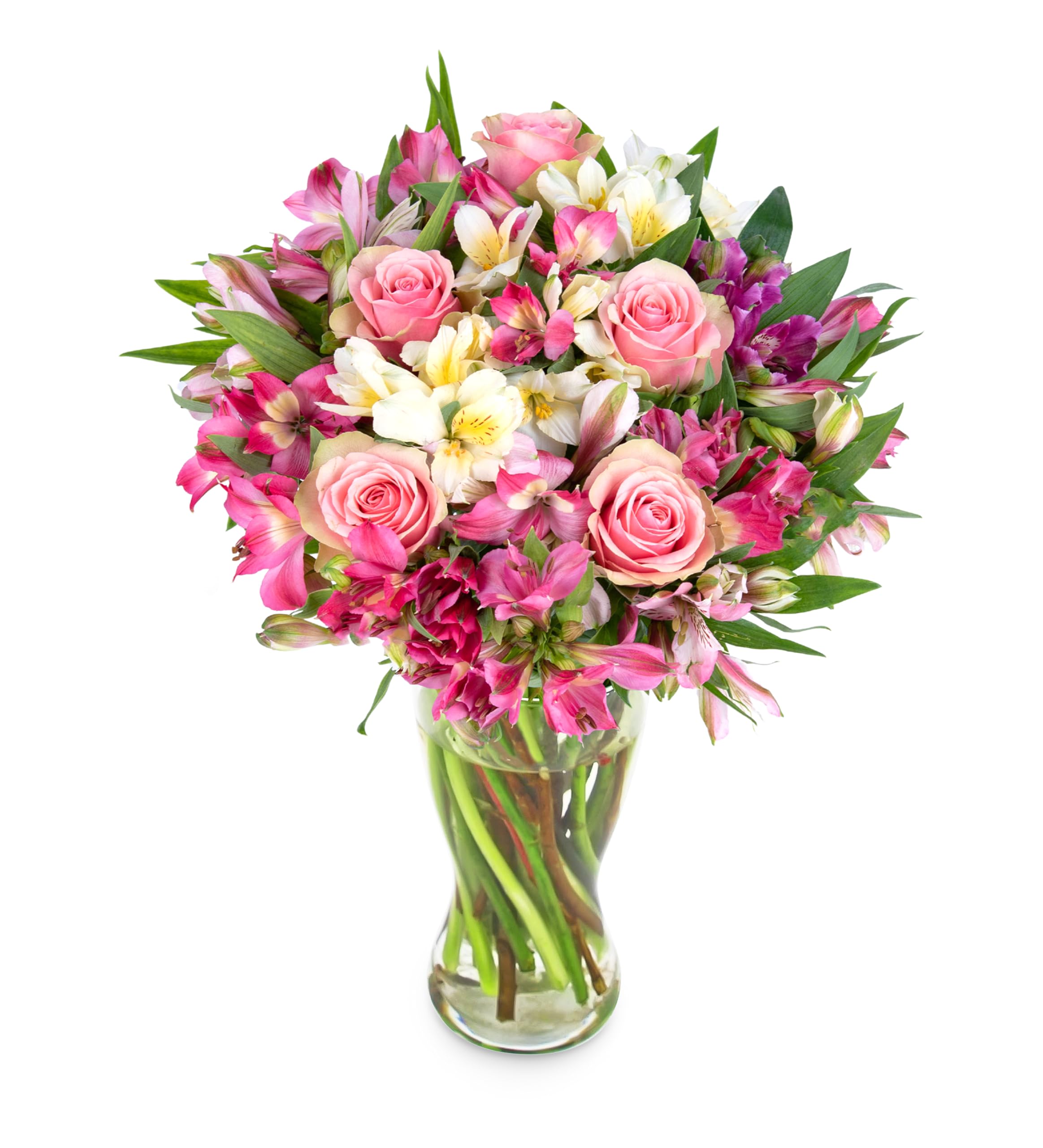 Peruvian Lily & Rose - Fresh Flowers - Birthday, Anniversary, Get Well, Thank You, Occasion Flower - Cut Floral Gifts, Weddings, Sympathy, Celebrations, Mothers day (Standard With Vase)