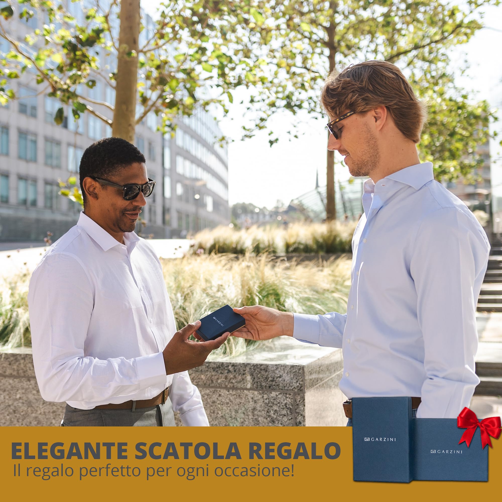 GARZINI Portafoglio Magico - in vera pelle, sottile e minimalista Magic Wallet da uomo con sistema di blocco RFID