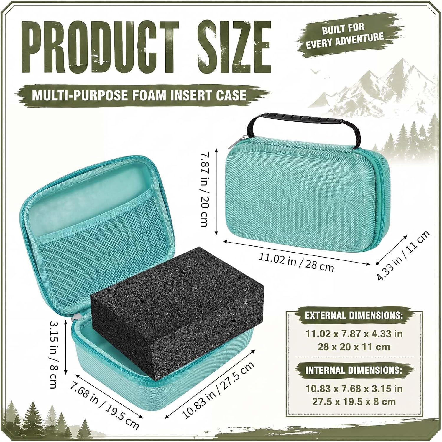 Relaxweex Hard Case with Foam, 11 X 7.8 X 4.3 Inch, Light Green image 2