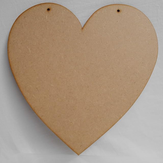 Craft shapes 5 large wooden hearts 25cm x 25cm with 2 holes