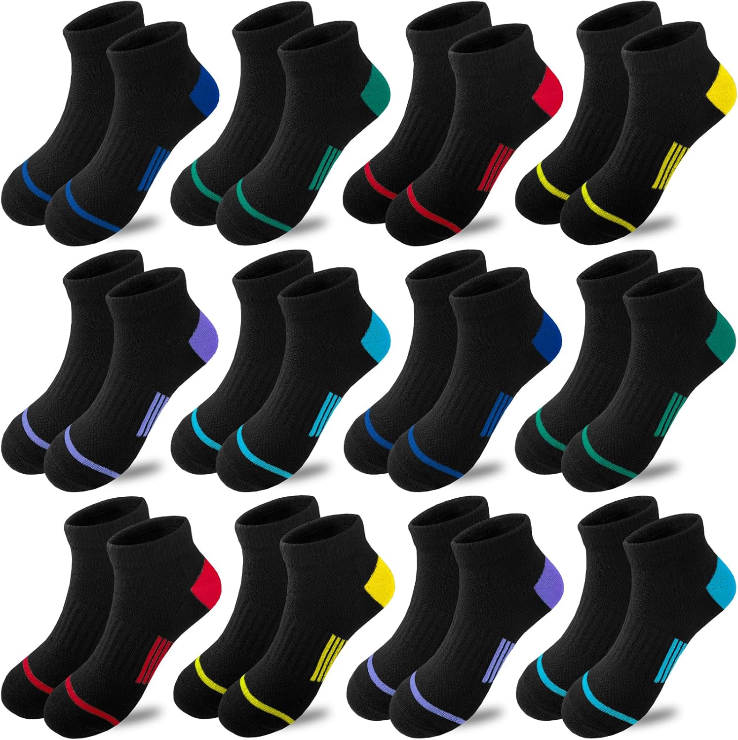 Bemeol Boy socks 12 Pairs kids Ankle Athletic Socks Low Cut Socks for Little Big Kids