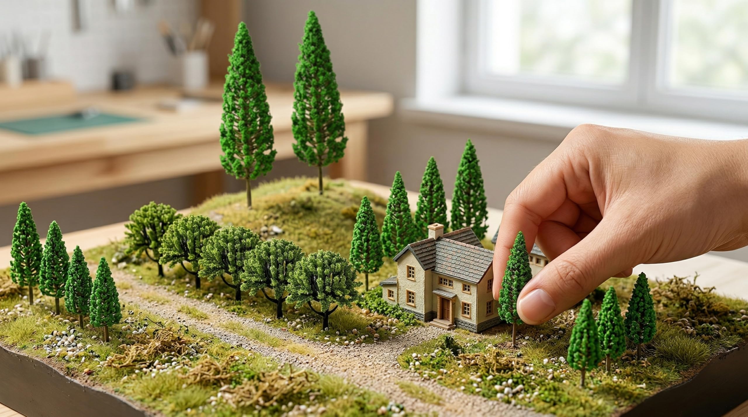 Alberi Modellismo Set 19 Pezzi, Alberi in Miniatura 3,5-13 cm, Modello Alberi Misti per Diorami, Plastico Ferroviario, Paesaggi in Miniatura e Decorazioni