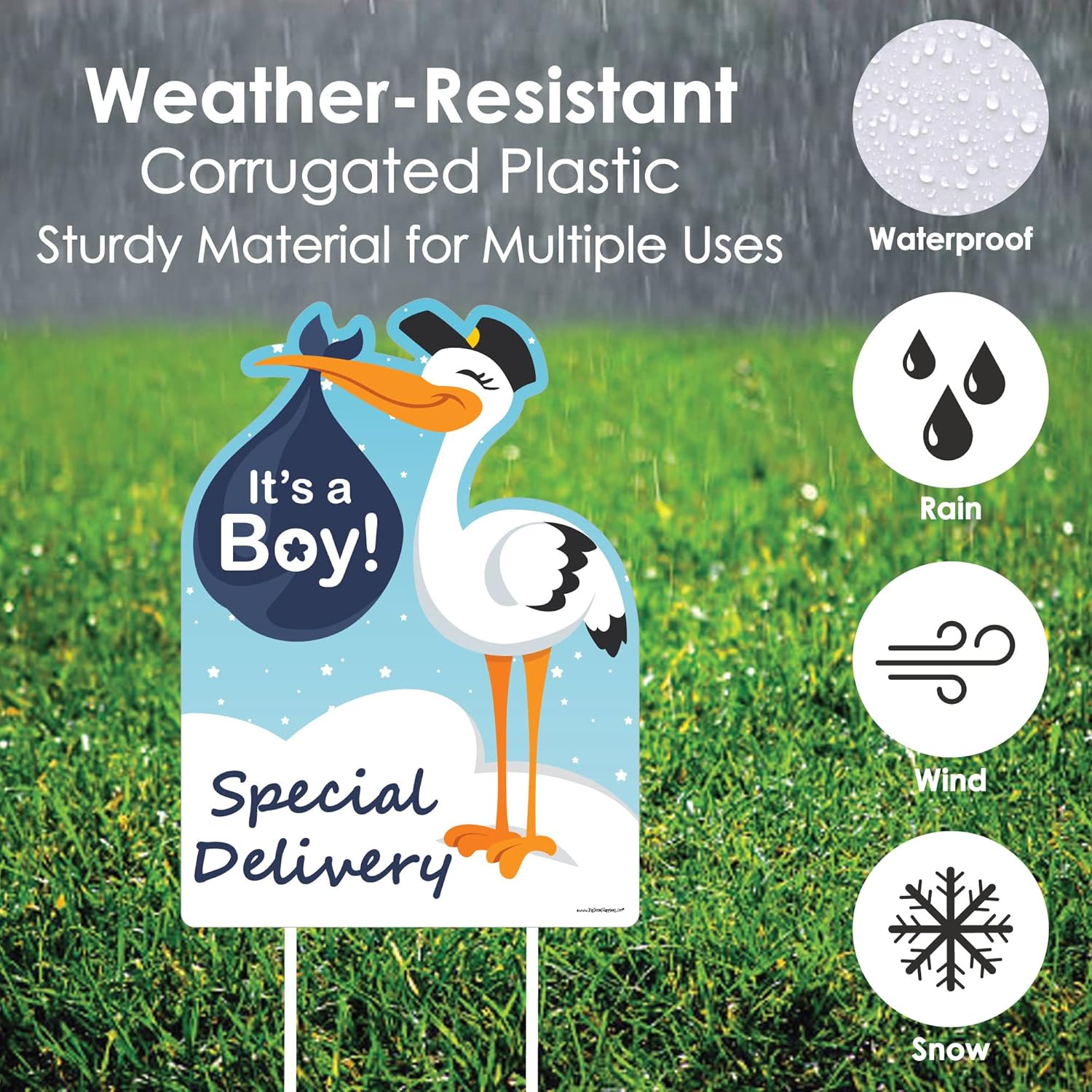 Big Dot of Happiness Boy Special Delivery - Baby Shower Decorations - Blue It's A Boy Stork Baby Announcement & Welcome Yard Sign