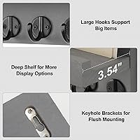 Vista 3 de Llavero para pared, soporte decorativo para llaves y correo con estante tiene ganchos grandes para llaves para bolsos, abrigos, paraguas, colgador