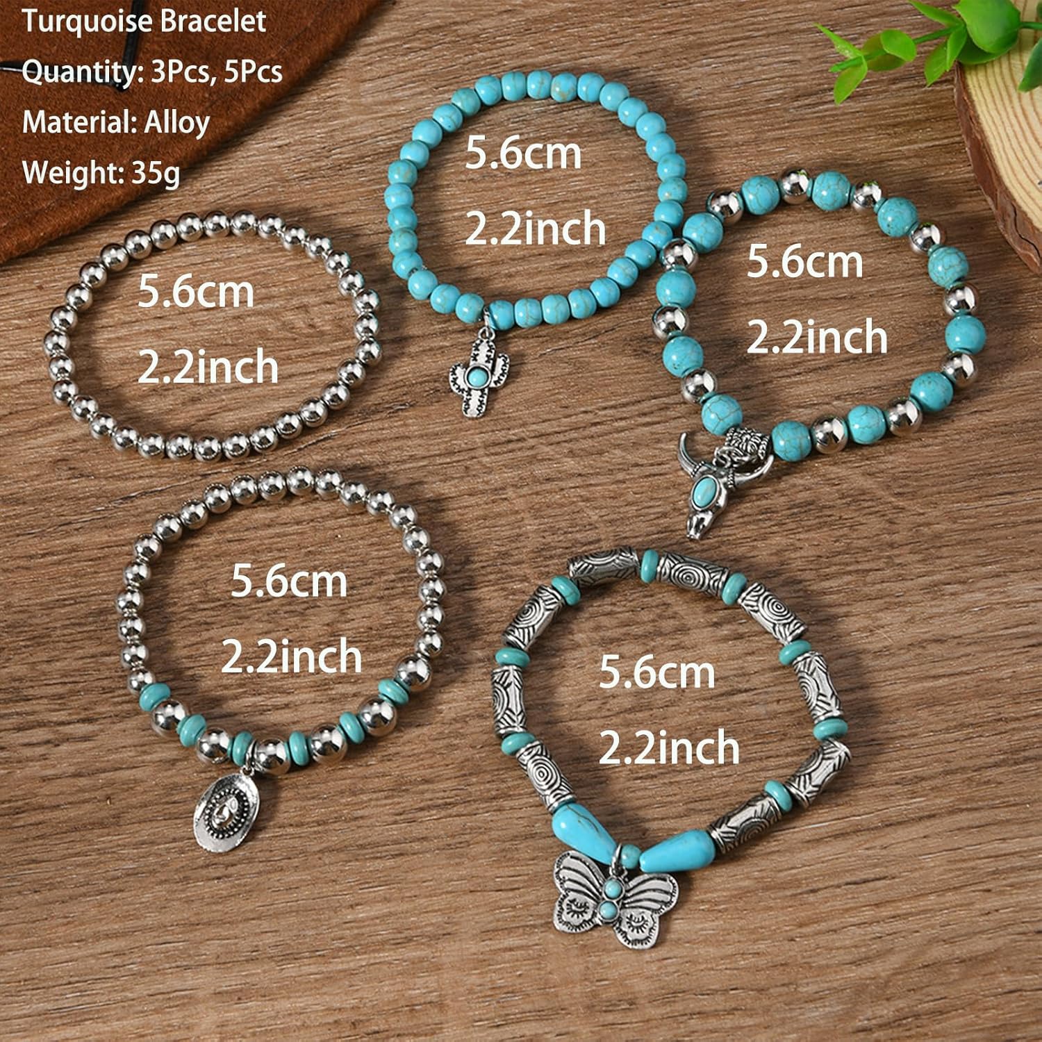 Boho Turquoise Bracelet for Women Stack Beaded Bracelets Western Bracelets Country Jewelry for Women - Image 3