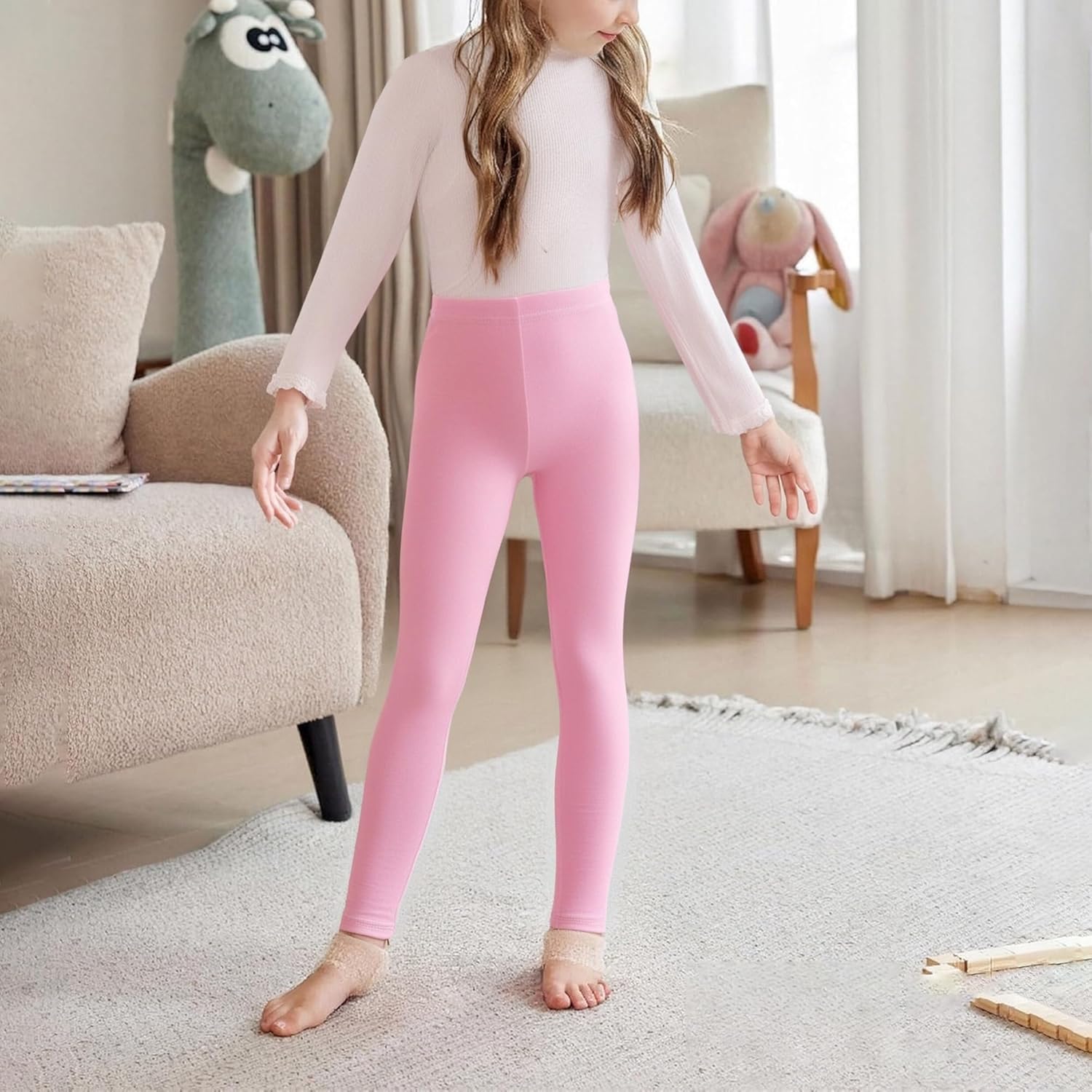 6 Pack Girls Leggings Yoga Leggings for Girls Soft Stretchy Pants Kids Basic Solid School Pants - Image 2