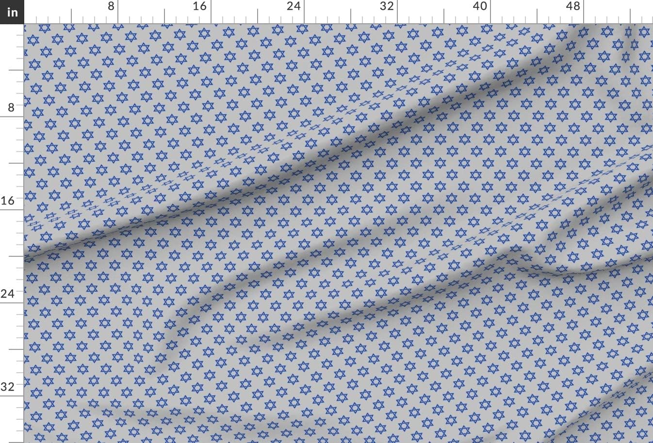 Spoonflower Fabric - Inch Blue Star Silver Hanukkah Chanukah Grey Gray Printed on Chiffon Fabric by The Yard - Sewing Fashion Apparel Dresses Home Decor
