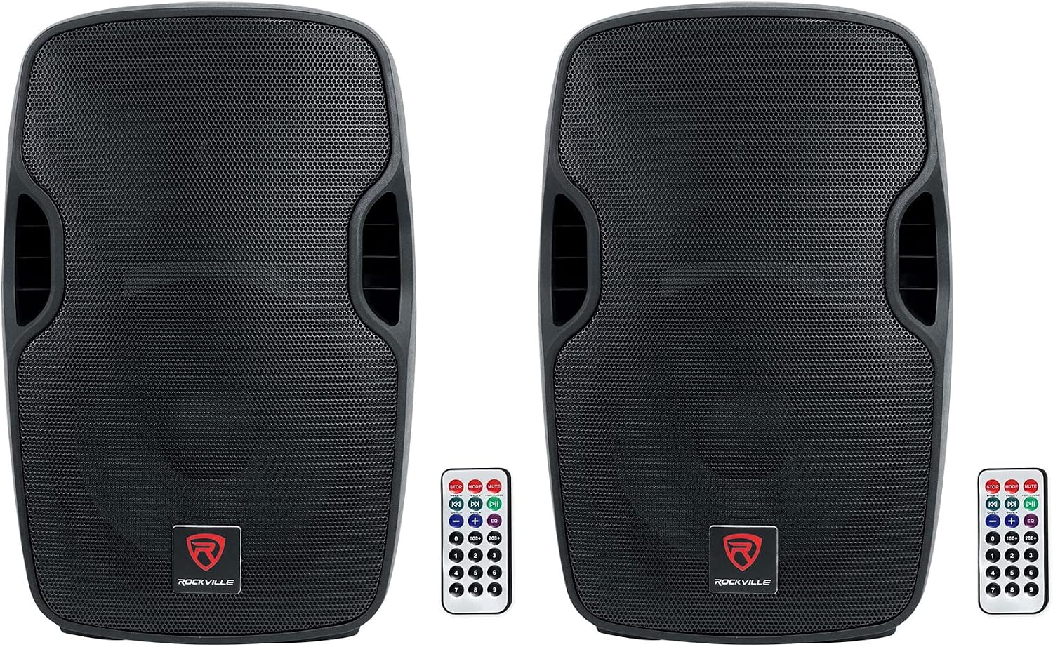 Rockville BPA12 600W 12 in Powered Active DJ PA Speaker with Bluetooth, USB, SD, FM Radio, LCD, Stand Mountable, for Events and Performances, 2-Piece