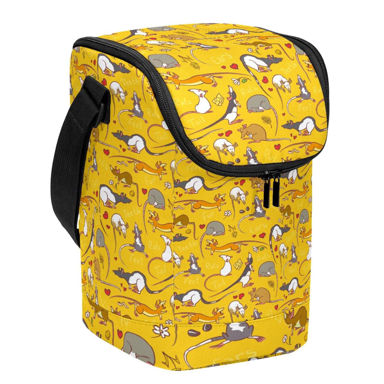 Bolsa de almuerzo Fancy Rat con diseño de rata amarilla para oficina y colegio