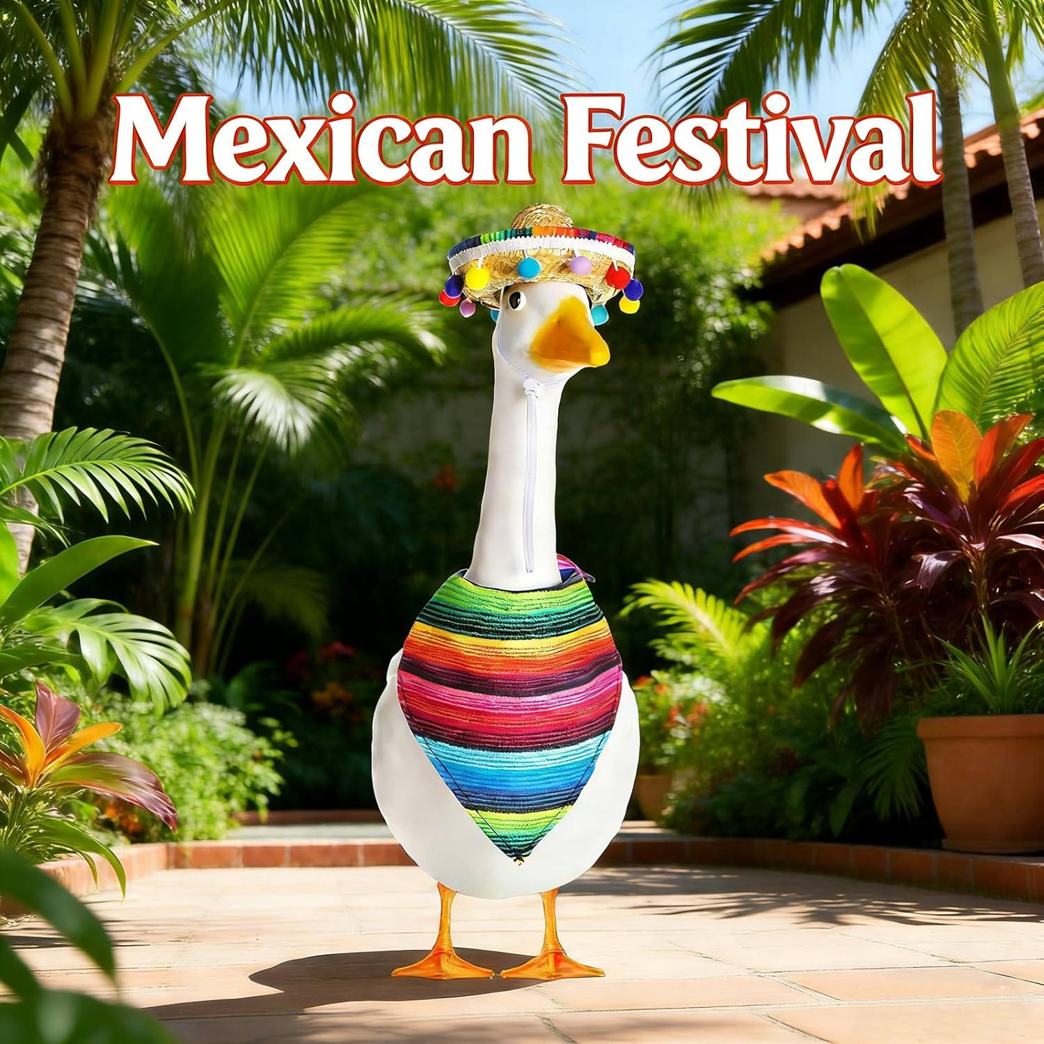 4 Set Holiday Porch Goose Outfits for Valentine St. Patrick Easter Mexican - Lawn Porch Goose Clothing for Patio Yard Decor